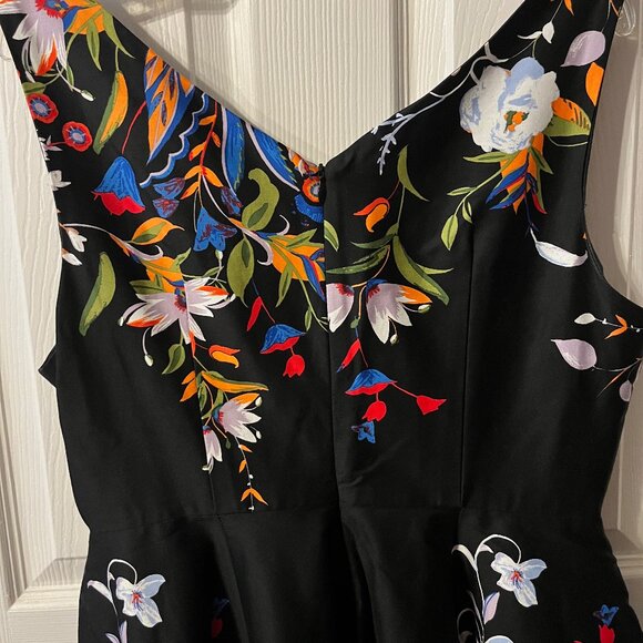 Black with flowers A-line dress - Picture 7 of 9